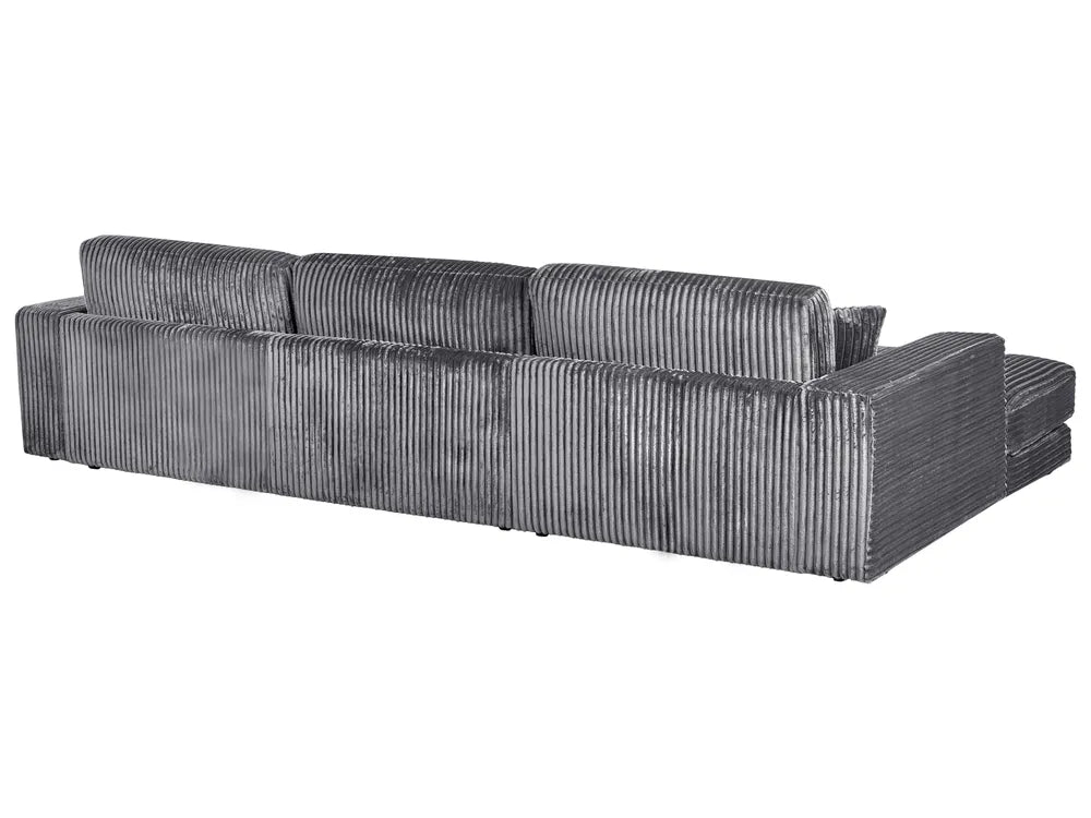 Corner Sofa 4 Seater Corduroy Dark Grey Right Hand Vardie