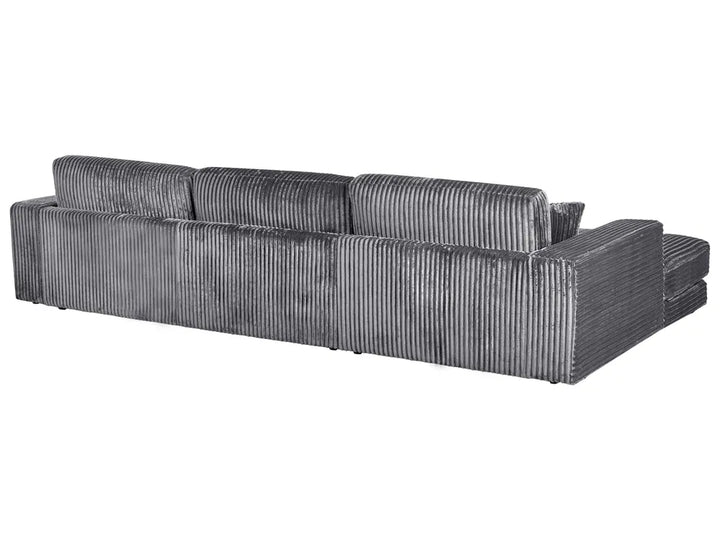 Corner Sofa 4 Seater Corduroy Dark Grey Right Hand Vardie