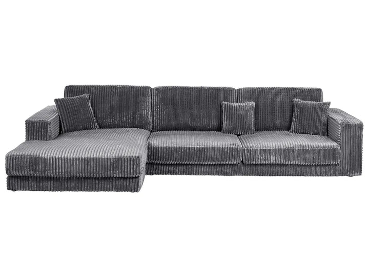 Gray sectional sofa on a white background