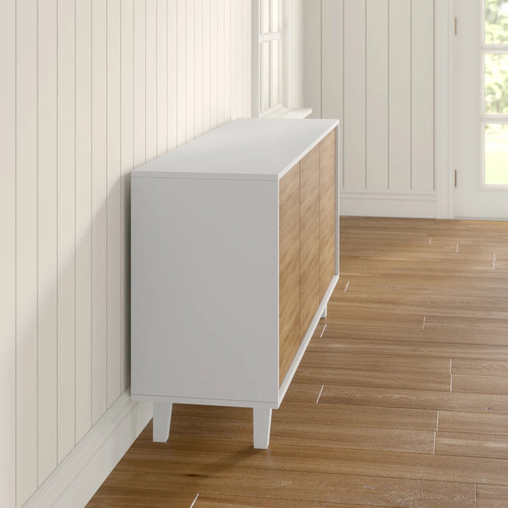 Sideboard 3 Doors White with Oak Effect Francky