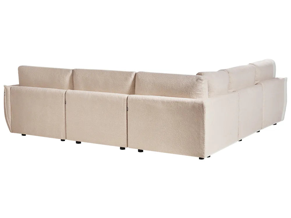 Modular Corner Sofa 5 Seater Beige Left Hand Leiani