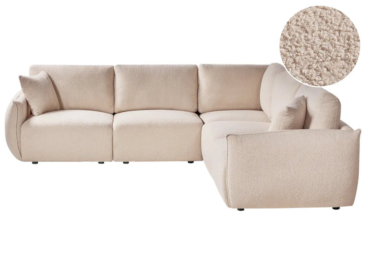 Modular Corner Sofa 5 Seater Beige Left Hand Leiani