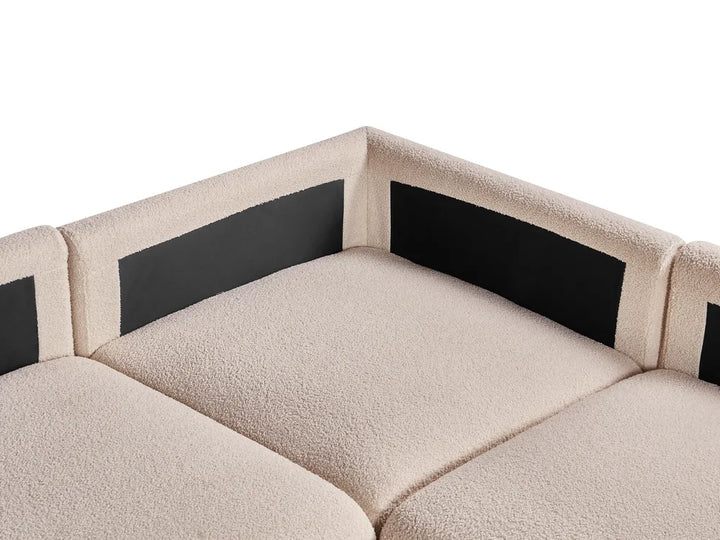 Modular Corner Sofa 5 Seater Beige Left Hand Leiani