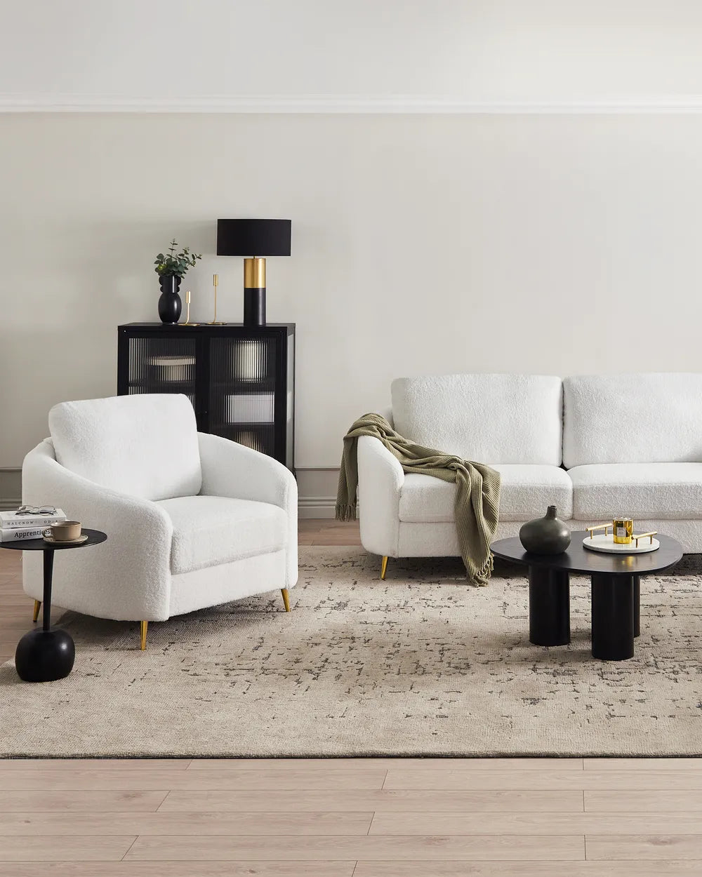 Armchair Boucle White Euclid