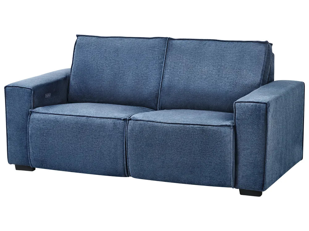 Electric Recliner Sofa 2 Seater Fabric Blue Hanscom