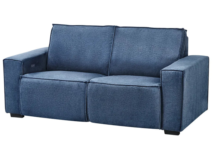 Electric Recliner Sofa 2 Seater Fabric Blue Hanscom