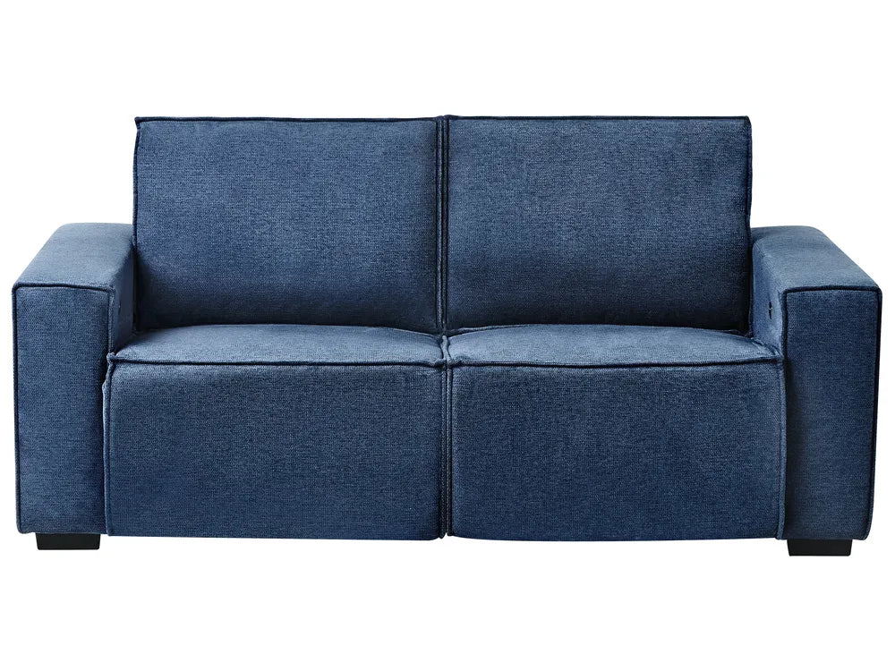 Electric Recliner Sofa 2 Seater Fabric Blue Hanscom