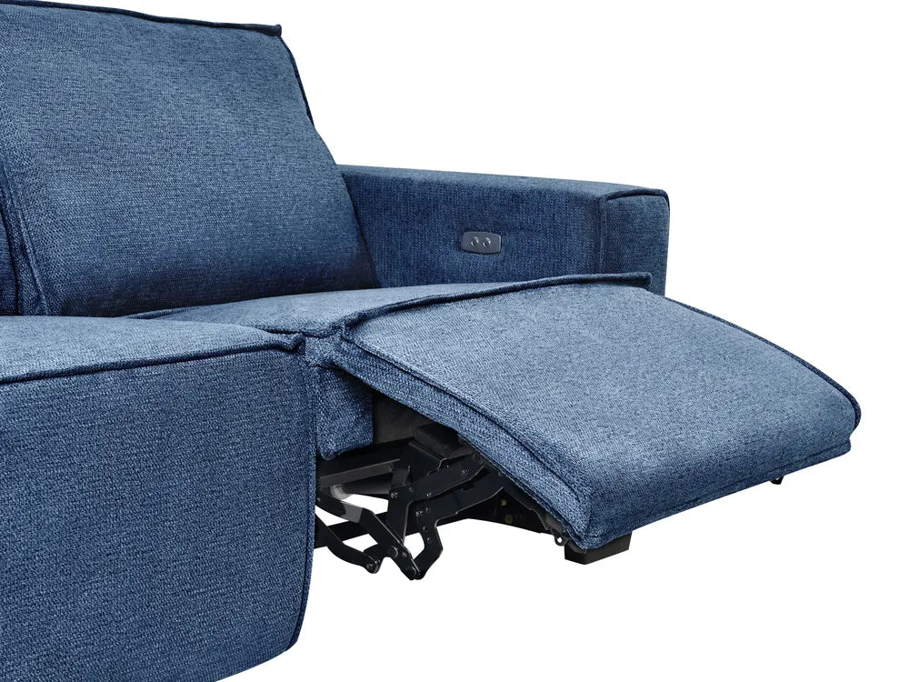 Electric Recliner Sofa 2 Seater Fabric Blue Hanscom