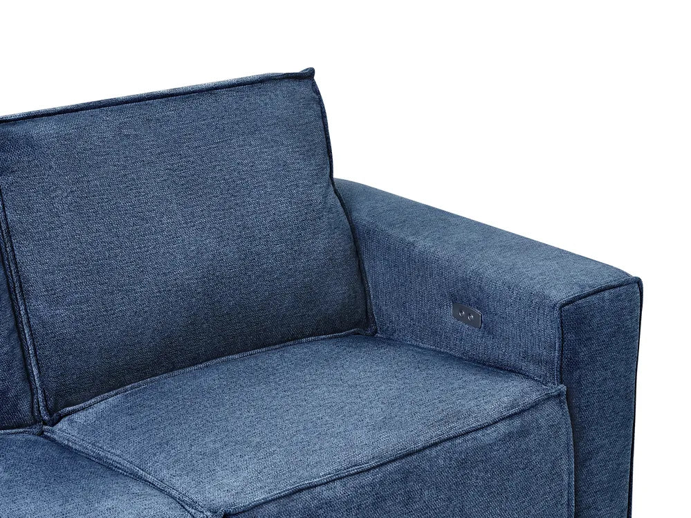 Electric Recliner Sofa 2 Seater Fabric Blue Hanscom