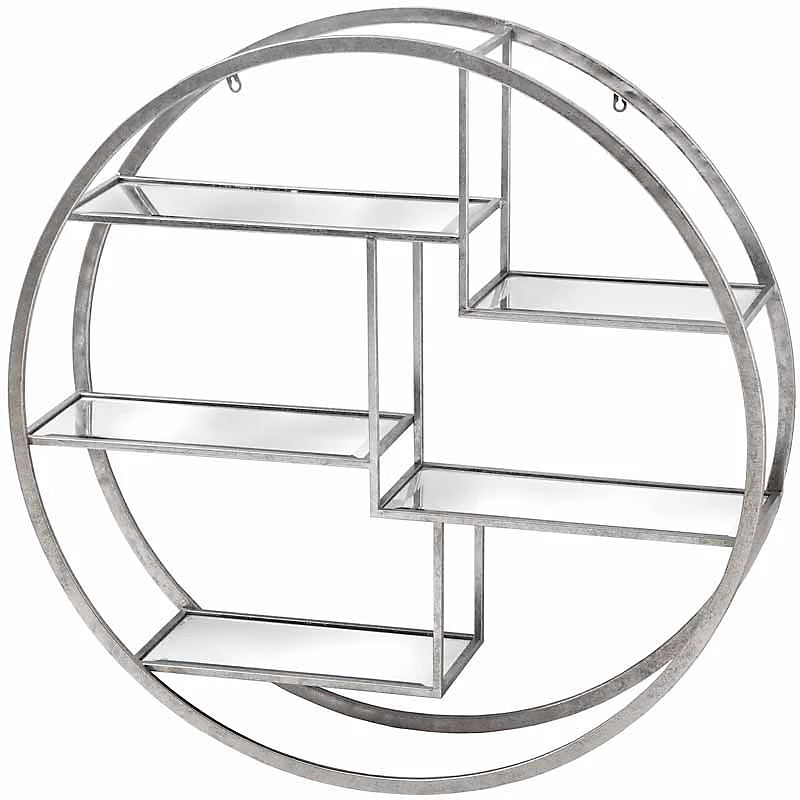 Large Circular Silver Wall Hanging Multi Shelf