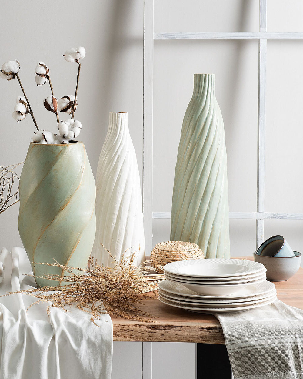 Florentia Decorative Vase Ceramic 54 cm Light Green