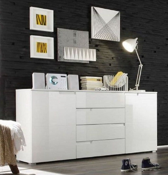 White High Gloss Wide Sideboard Luan