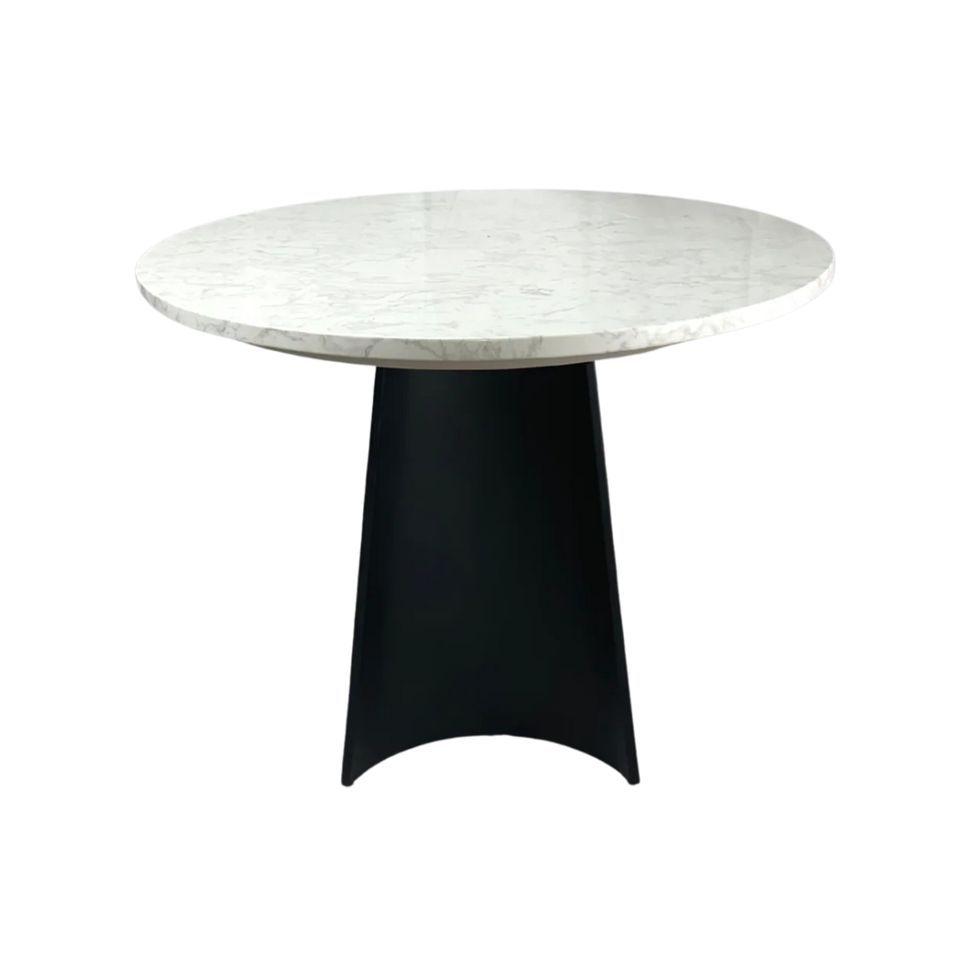Rosemary Black Metal & White Marble Oval Dining Table