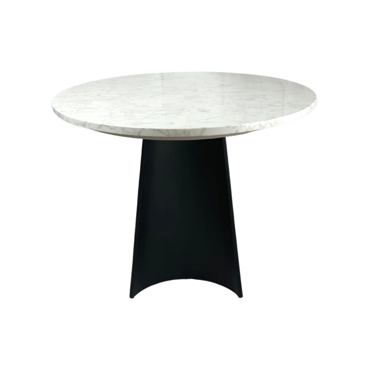 Rosemary Black Metal & White Marble Oval Dining Table
