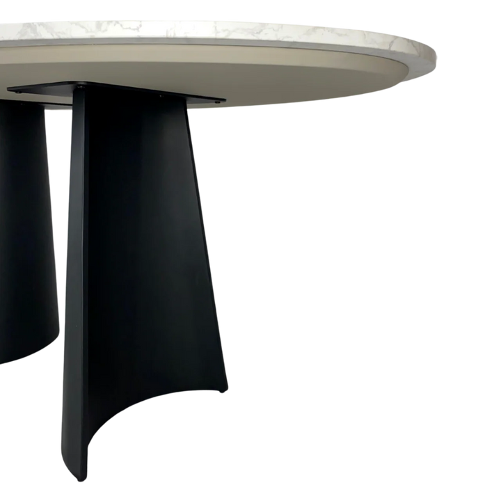 Rosemary Black Metal & White Marble Oval Dining Table