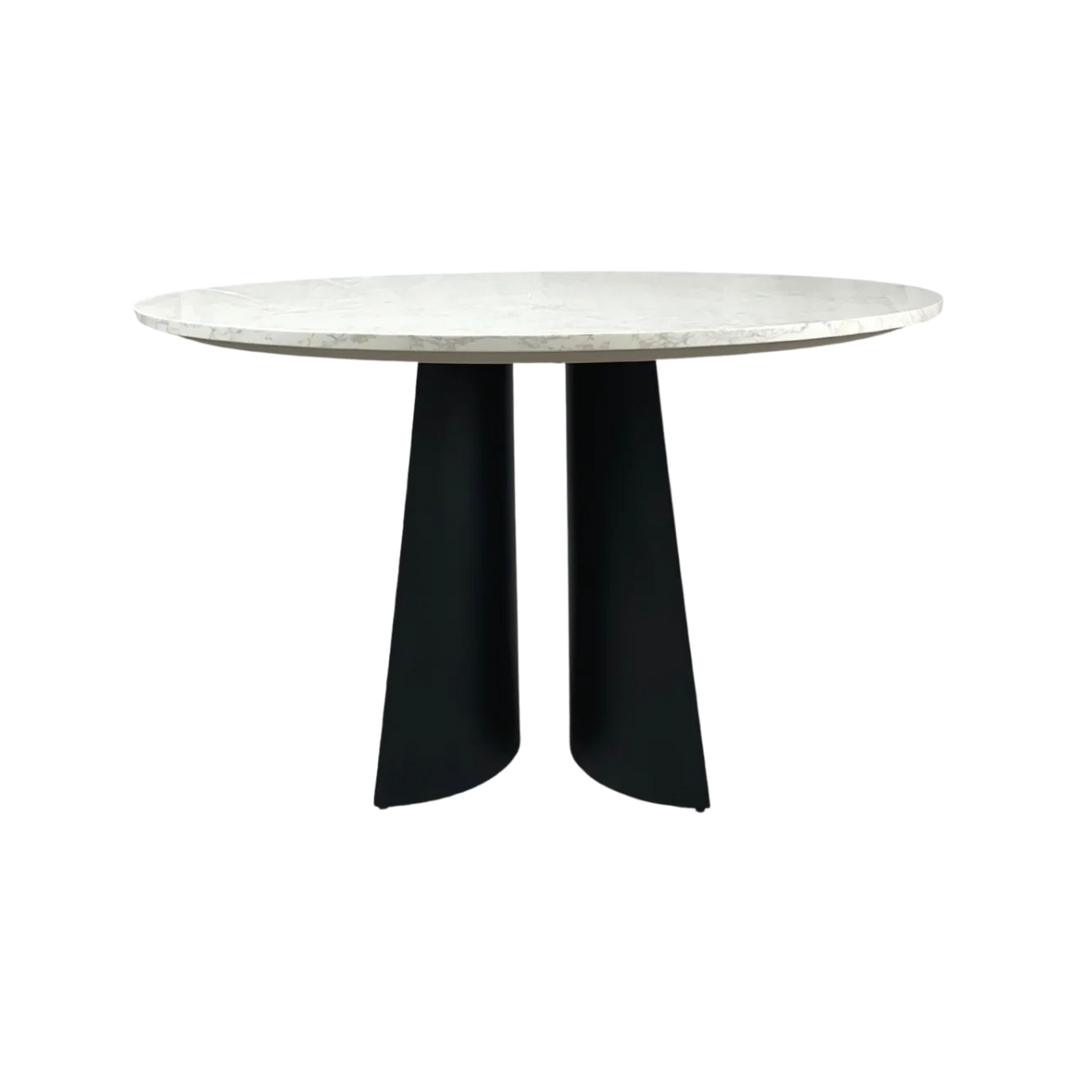 Rosemary Black Metal & White Marble Round Dining Table
