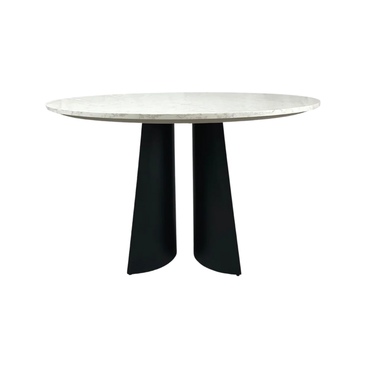 Rosemary Black Metal & White Marble Round Dining Table