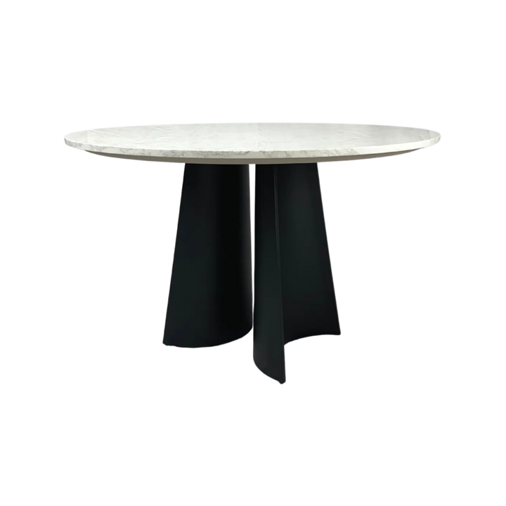 Rosemary Black Metal & White Marble Round Dining Table