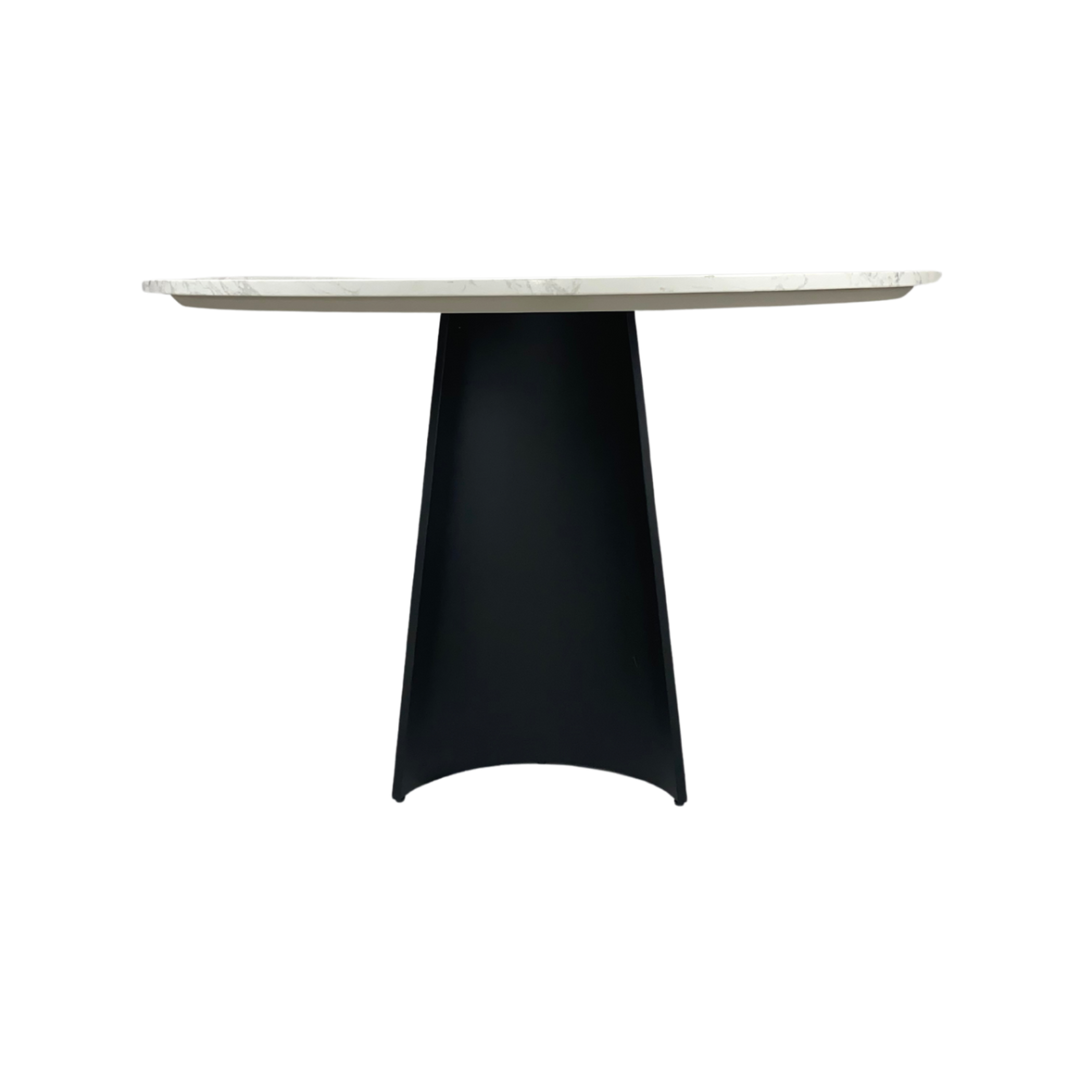 Rosemary Black Metal & White Marble Round Dining Table