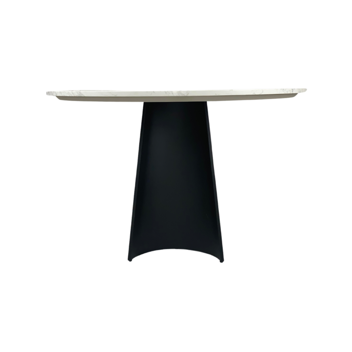 Rosemary Black Metal & White Marble Round Dining Table