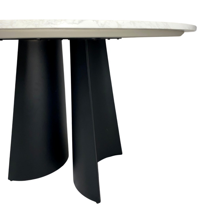 Rosemary Black Metal & White Marble Round Dining Table
