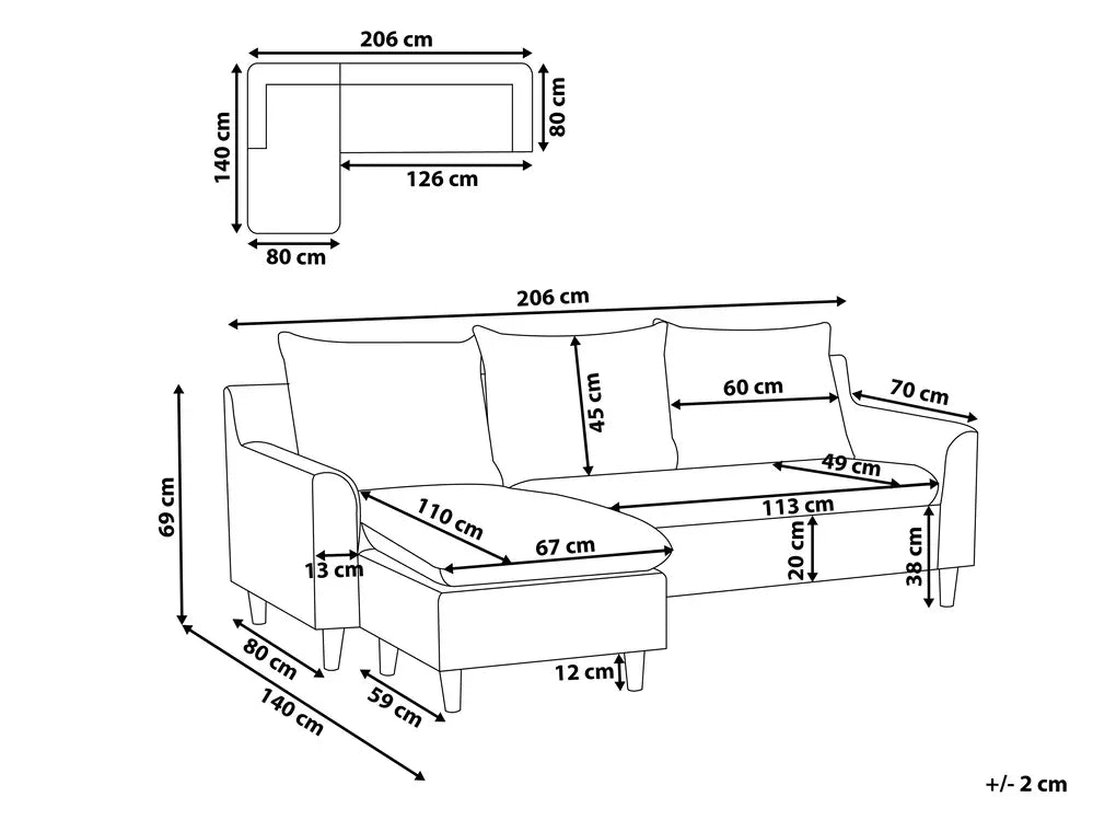 Corner Sofa 3 Seater Fabric Dark Green Right Hand Idou