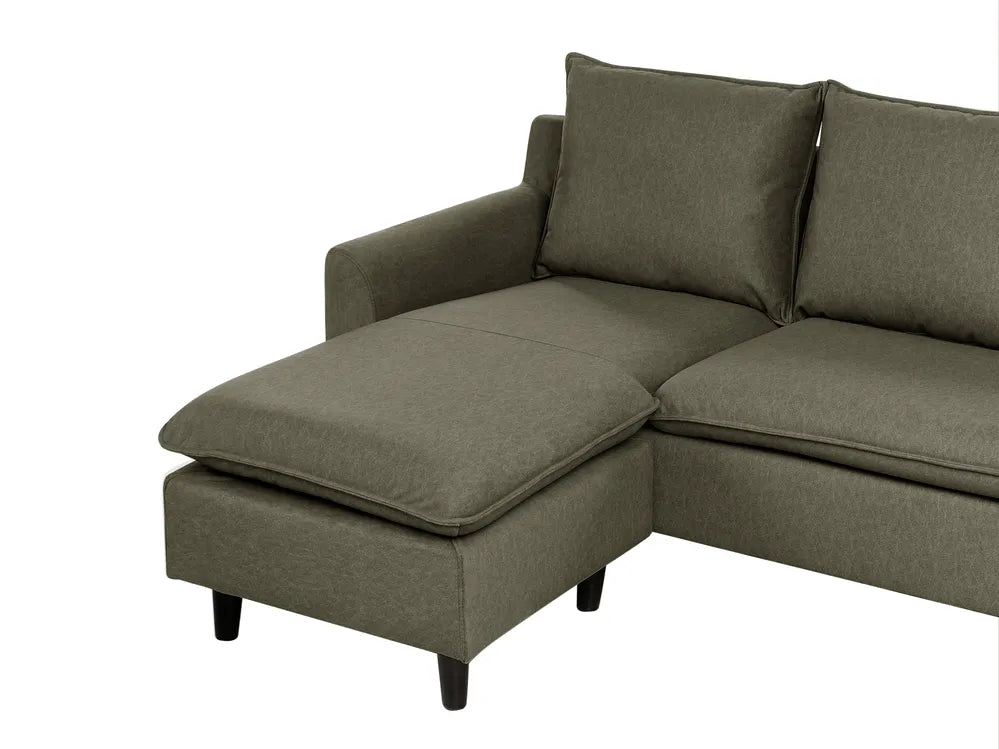 Corner Sofa 3 Seater Fabric Dark Green Right Hand Idou