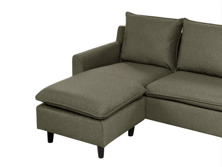 Corner Sofa 3 Seater Fabric Dark Green Right Hand Idou