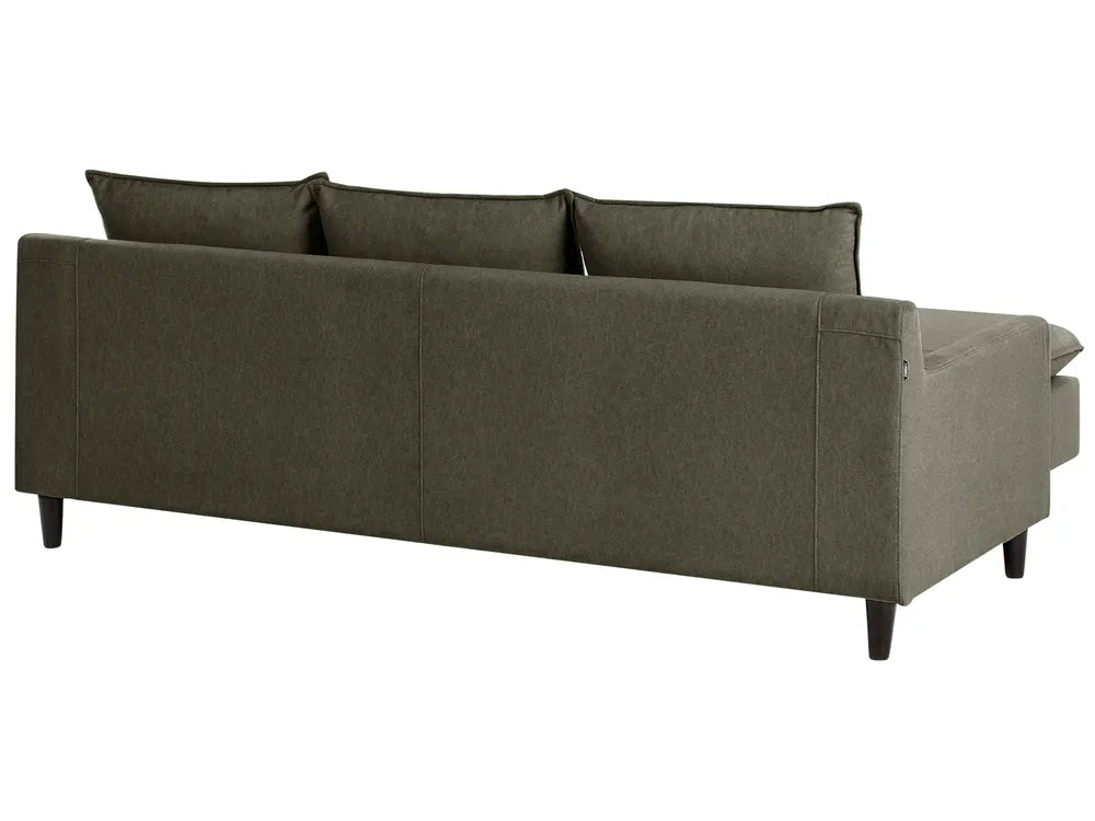 Corner Sofa 3 Seater Fabric Dark Green Right Hand Idou