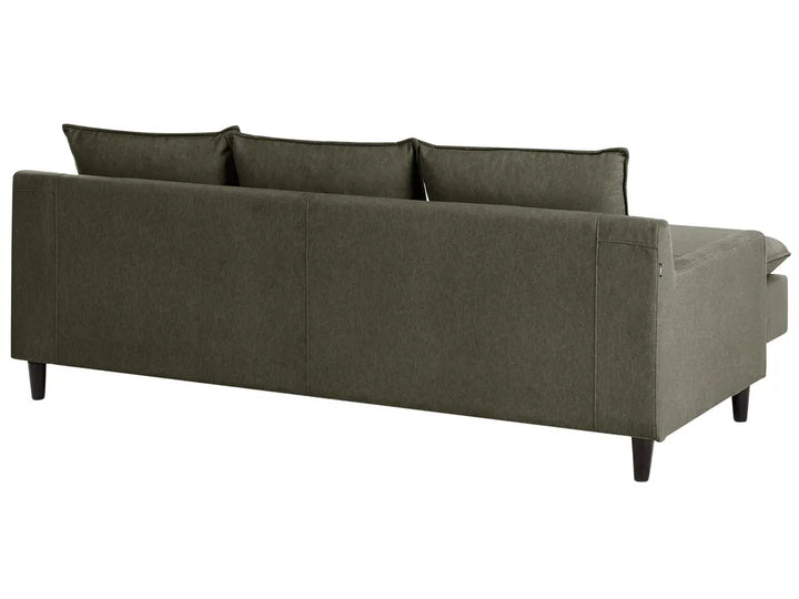 Corner Sofa 3 Seater Fabric Dark Green Right Hand Idou
