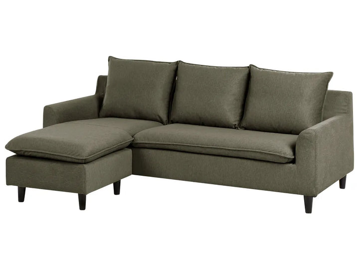 Corner Sofa 3 Seater Fabric Dark Green Right Hand Idou