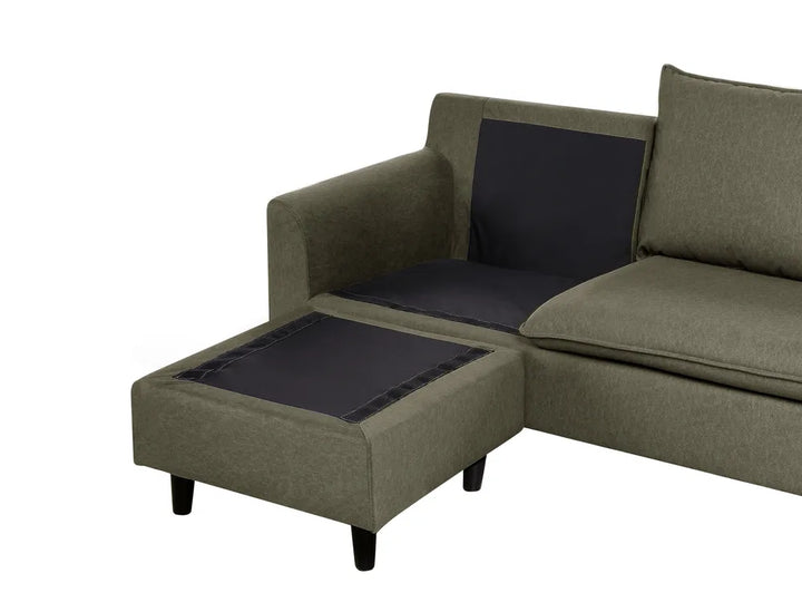 Corner Sofa 3 Seater Fabric Dark Green Right Hand Idou