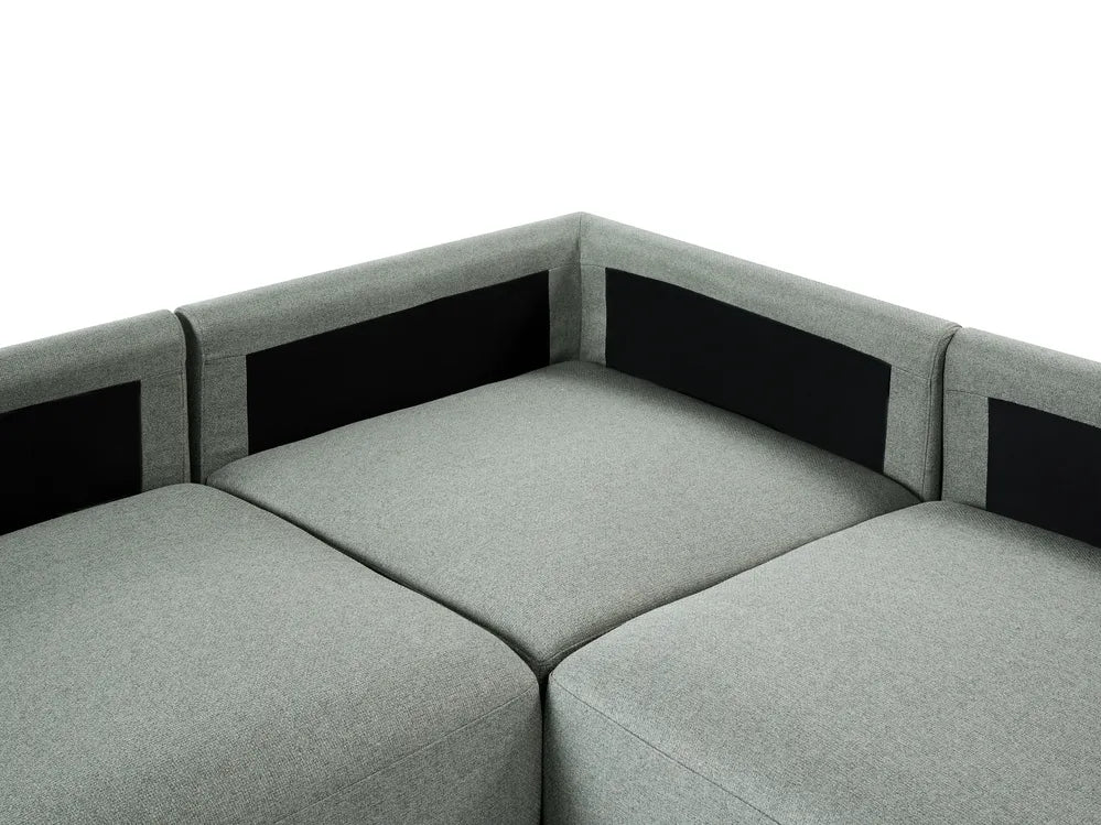 Modular Corner Sofa 5 Seater Fabric Green Right Hand Leiani