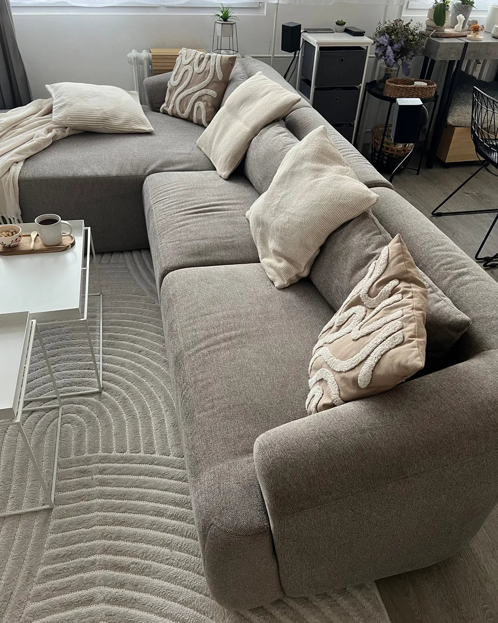 Corner Sofa 3 Seater Fabric Taupe Right Hand Sickels