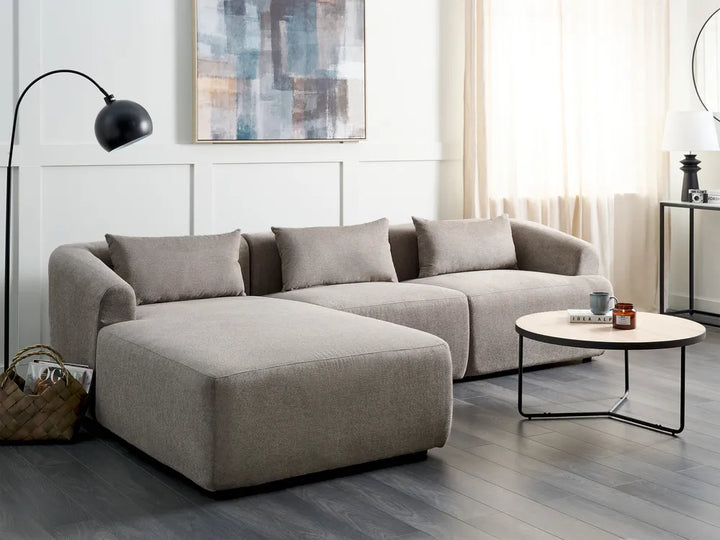 Corner Sofa 3 Seater Fabric Taupe Right Hand Sickels