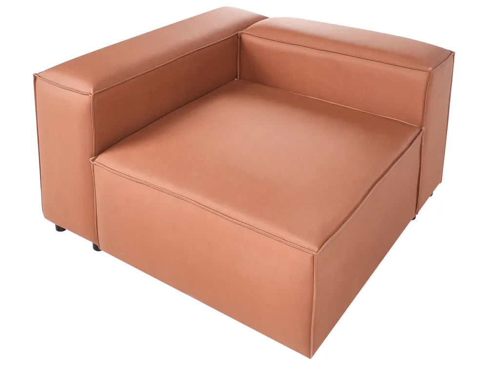 Modular Corner Sofa 3 Seater Faux Leather Golden Brown with Ottoman Left Hand Nova