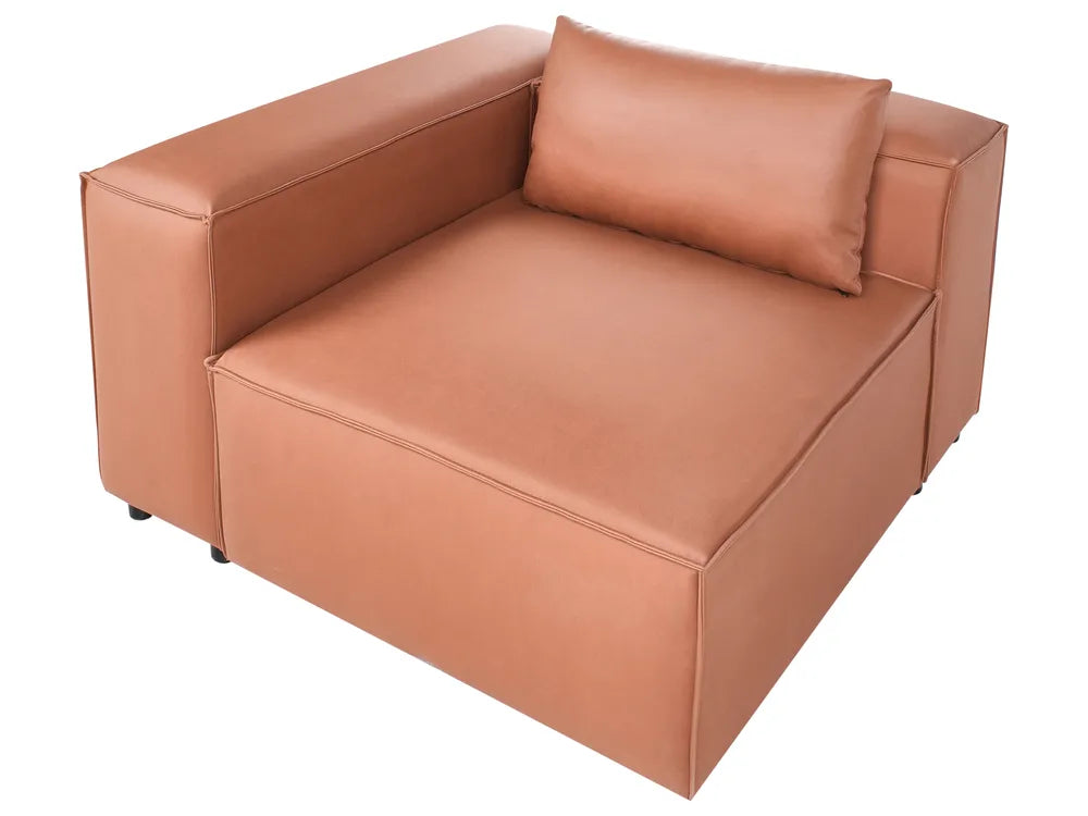 Modular Corner Sofa 3 Seater Faux Leather Golden Brown with Ottoman Left Hand Nova