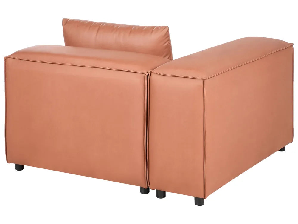 Modular Corner Sofa 3 Seater Faux Leather Golden Brown with Ottoman Left Hand Nova