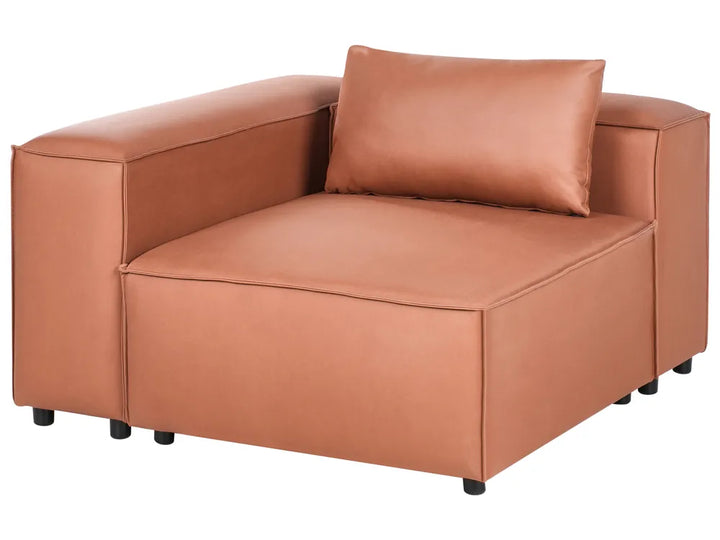 Modular Corner Sofa 3 Seater Faux Leather Golden Brown with Ottoman Left Hand Nova