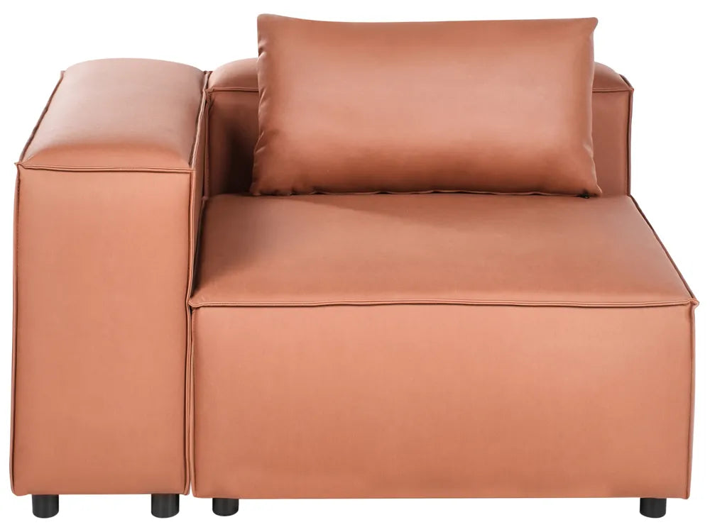Modular Corner Sofa 3 Seater Faux Leather Golden Brown with Ottoman Left Hand Nova