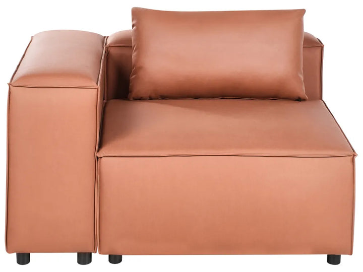 Modular Corner Sofa 3 Seater Faux Leather Golden Brown with Ottoman Left Hand Nova
