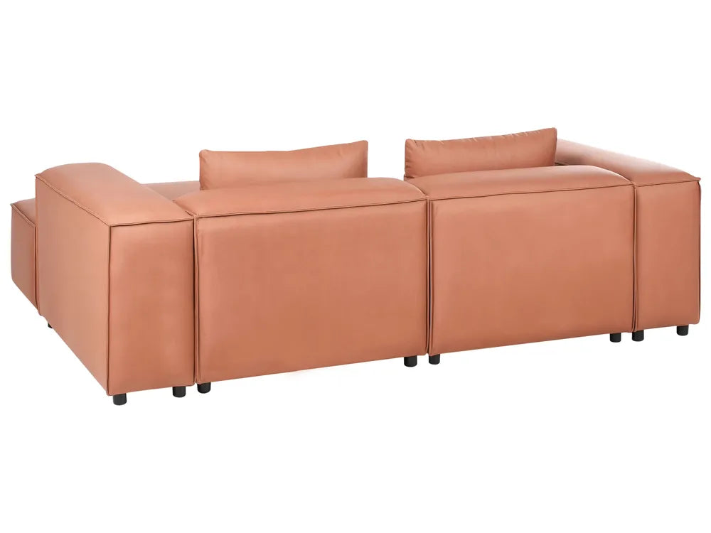 Modular Corner Sofa 3 Seater Faux Leather Golden Brown with Ottoman Left Hand Nova