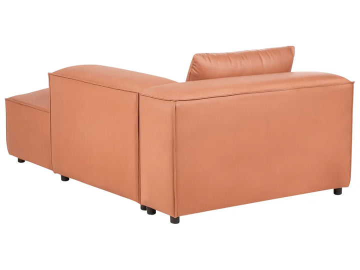 Modular Corner Sofa 3 Seater Faux Leather Golden Brown with Ottoman Left Hand Nova