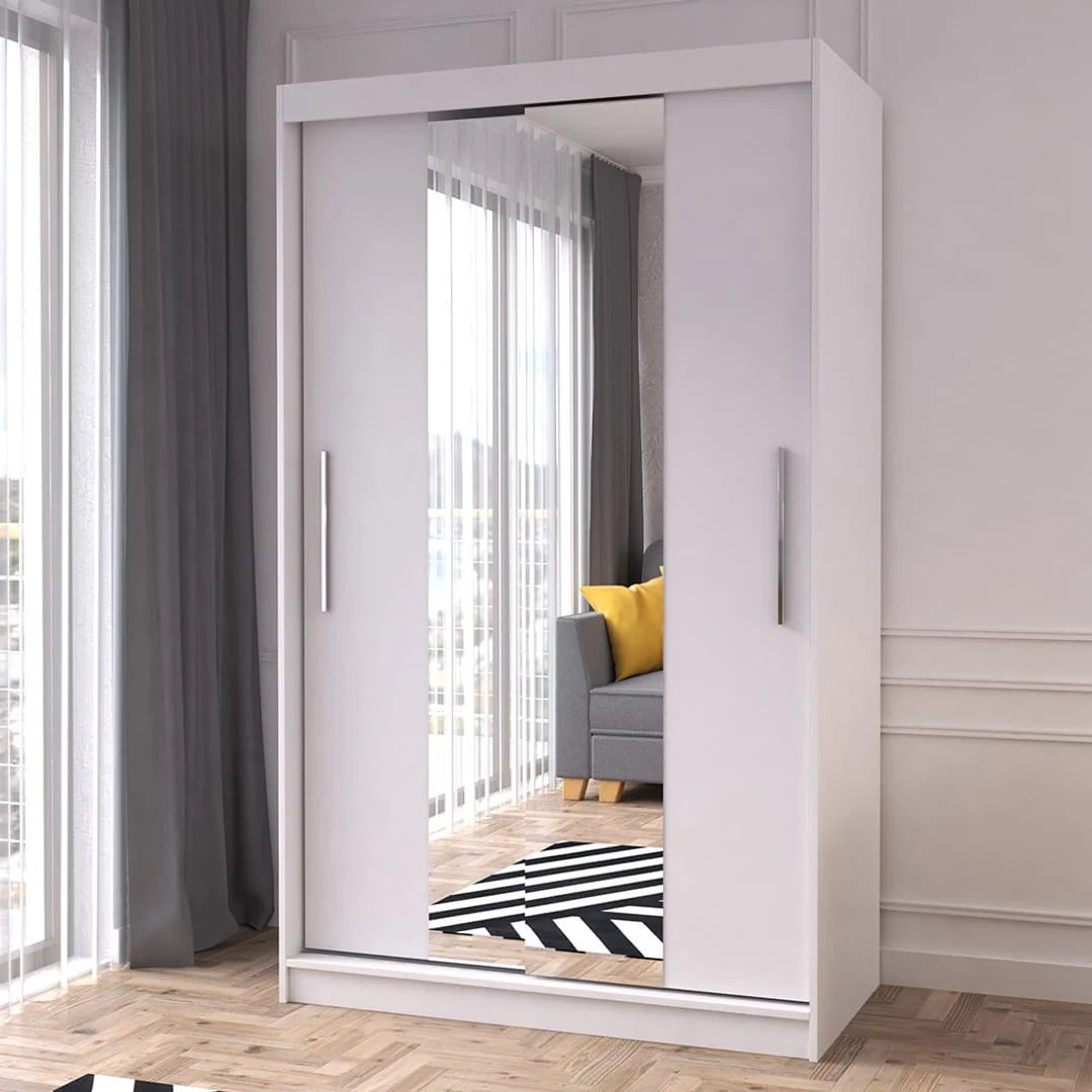 Neomi 01 Sliding Door Wardrobe 120cm in White Matt