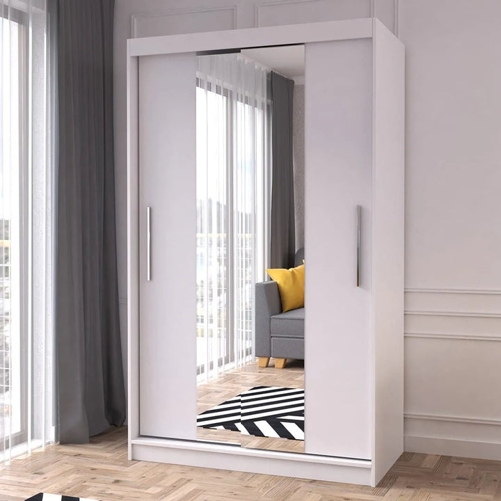 Neomi 01 Sliding Door Wardrobe 120cm in White Matt