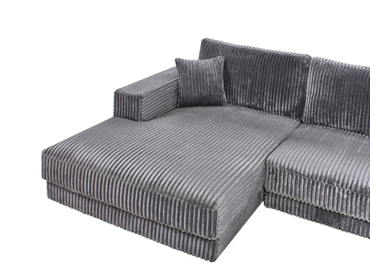 Corner Sofa 3 Seater Corduroy Dark Grey Right Hand Vardie