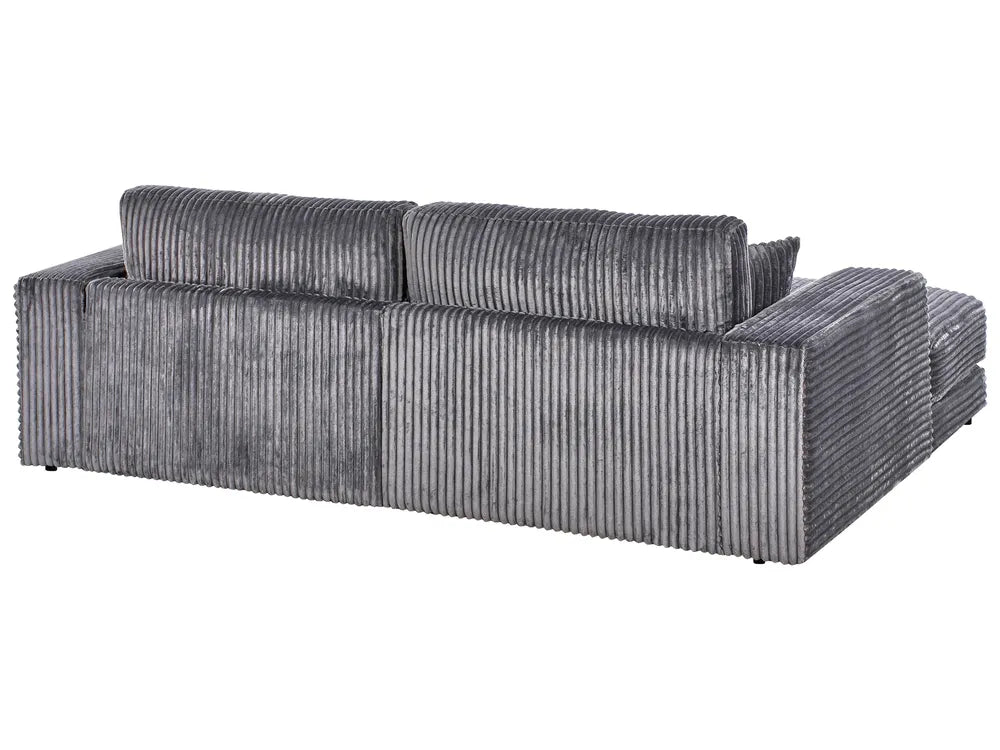 Corner Sofa 3 Seater Corduroy Dark Grey Right Hand Vardie