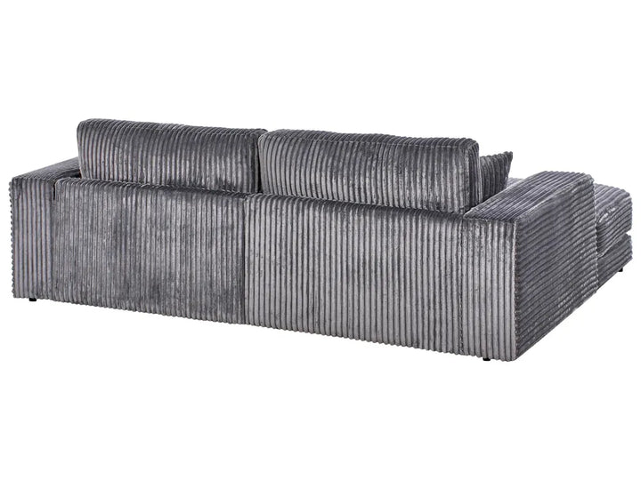Corner Sofa 3 Seater Corduroy Dark Grey Right Hand Vardie