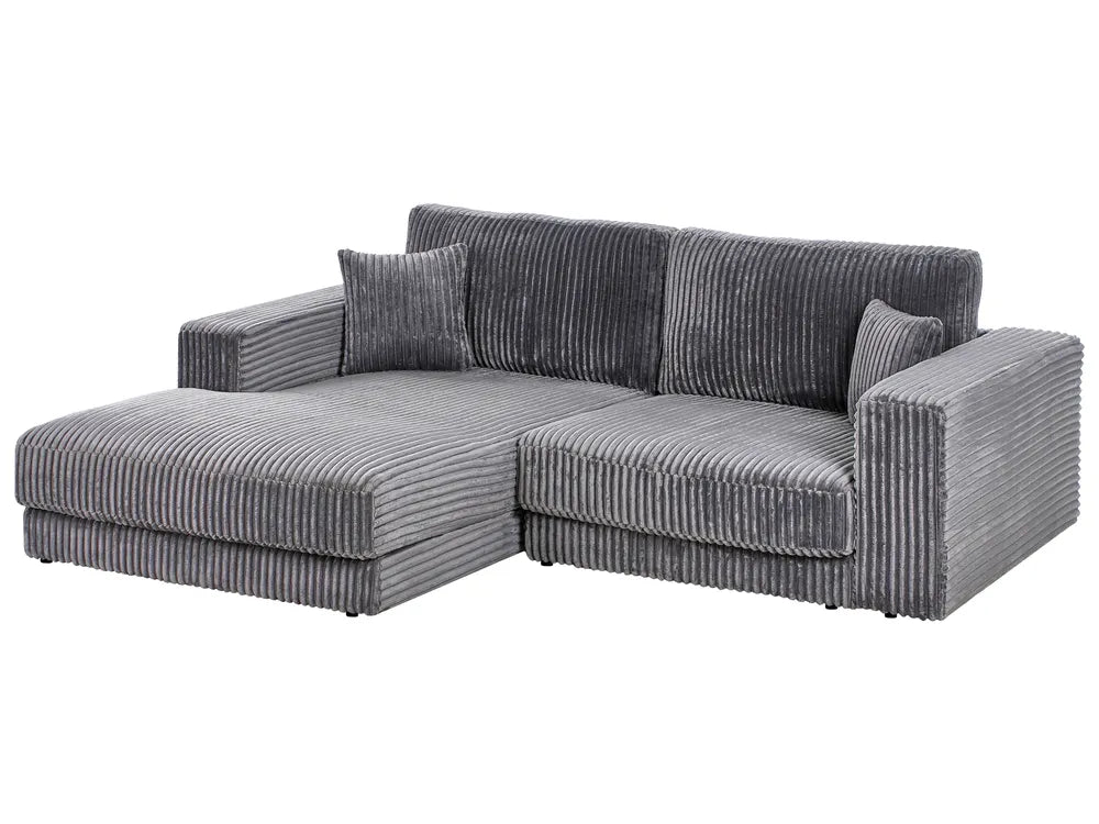 Corner Sofa 3 Seater Corduroy Dark Grey Right Hand Vardie