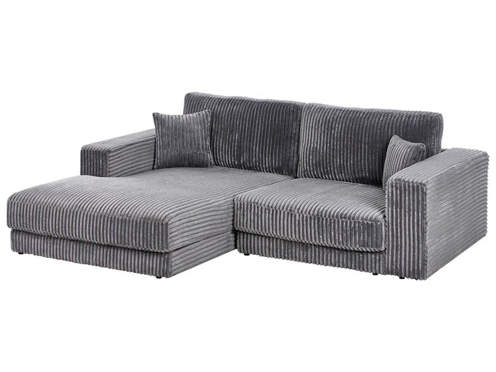 Corner Sofa 3 Seater Corduroy Dark Grey Right Hand Vardie